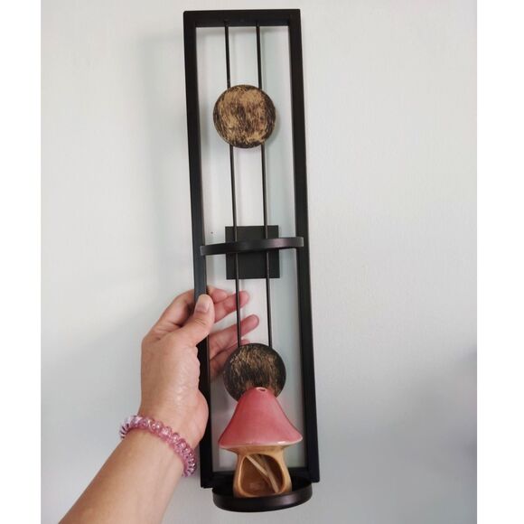 Contemporary Metal Brown Wall Candle Sconces with Antique Patina Medallions - Picture 4 of 12